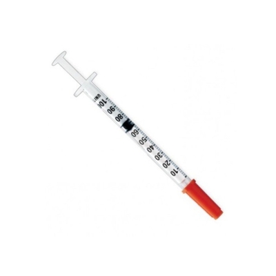 Beschikbare Medische Steriele Gekleurde Insulinespuit met Oranje GLB en Naald